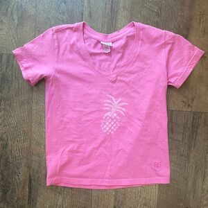 Fresh Produce Blouse Top T Shirt Woman's Size XS Pink Pineapple Short Sleeve